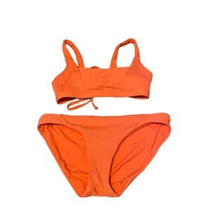 Becca Ribbed Bright Orange Bikini M